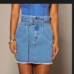 JLUXLABEL Denim mini skirt L
